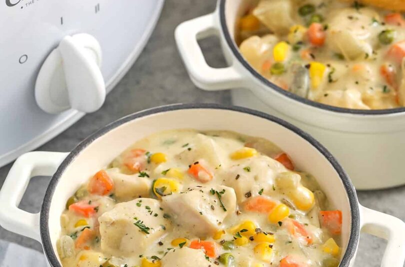 Crock Pot Chicken Pot Pie with Biscuits