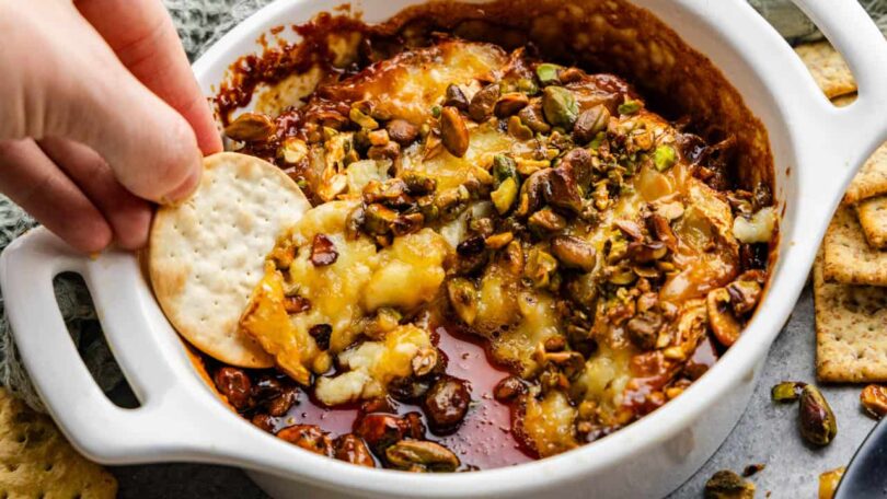 Hot Honey Pistachio Baked Brie