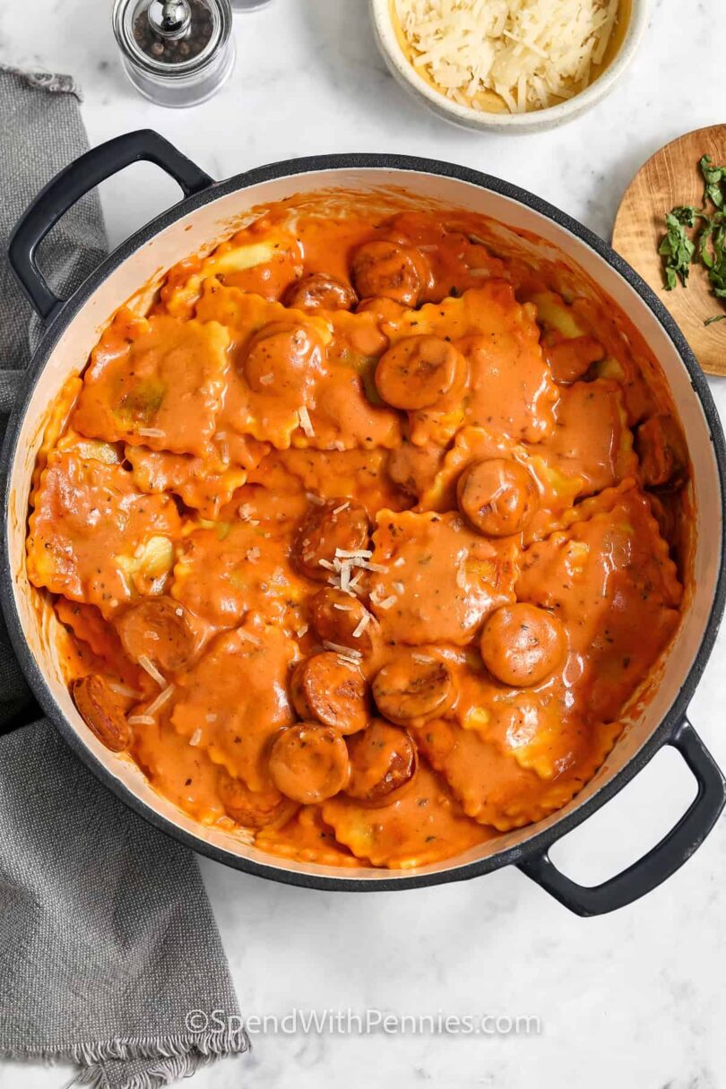 Ravioli with Tomato Cream Sauce