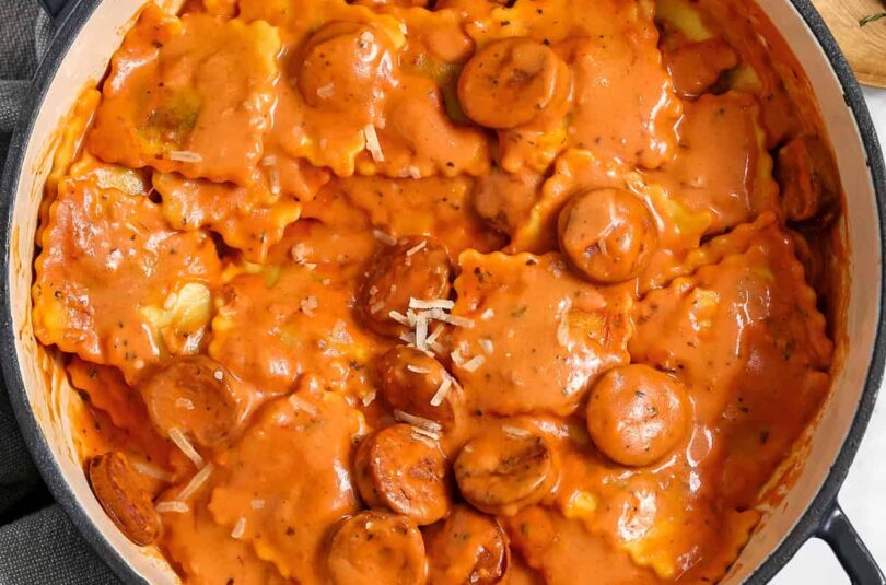 Ravioli with Tomato Cream Sauce