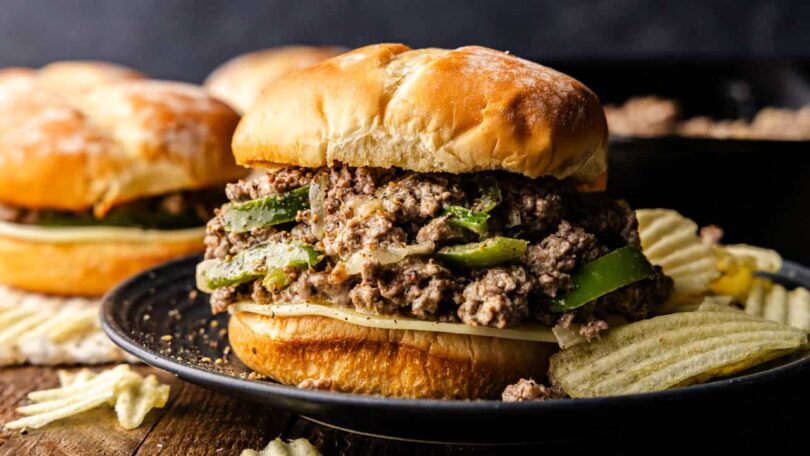 Ground Beef Cheesesteak – The Stay At Home Chef