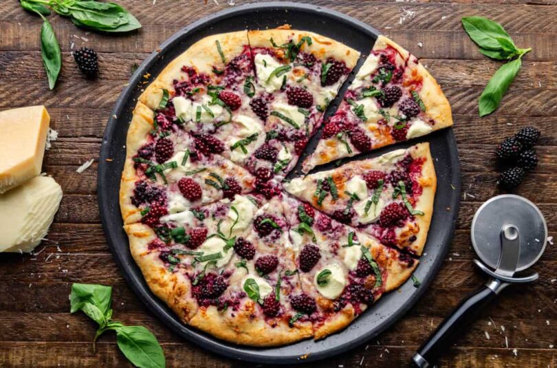 Blackberry Basil Ricotta Pizza