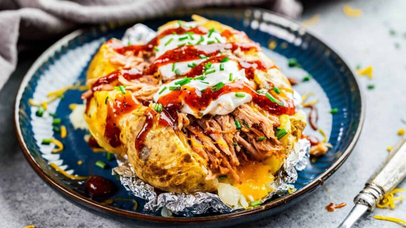 Pulled Pork Loaded Potato – The Stay At Home Chef
