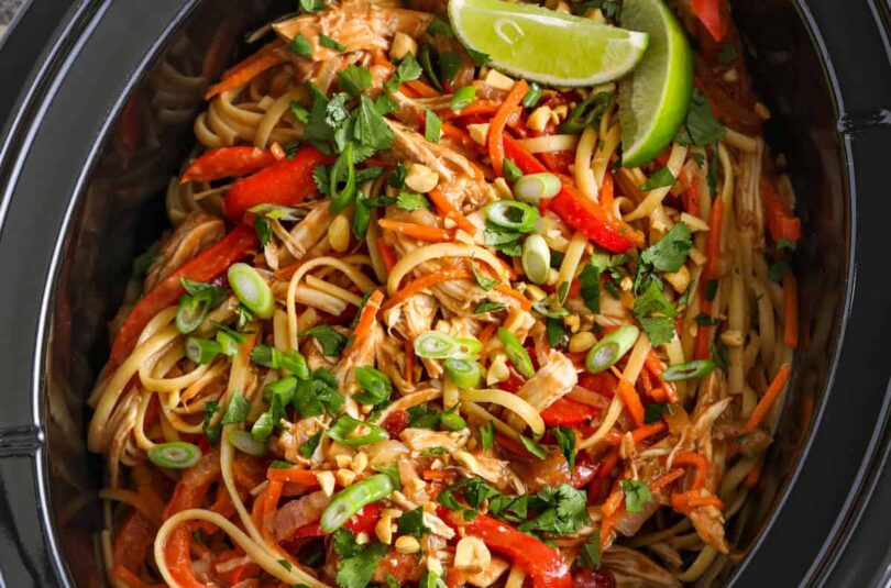 Slow Cooker Chicken Peanut Noodles