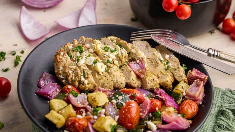 Air Fryer Greek Chicken and Veggies