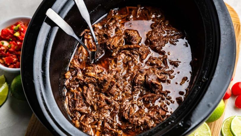 Easy Slow Cooker Chili-Lime Mexican Shredded Beef