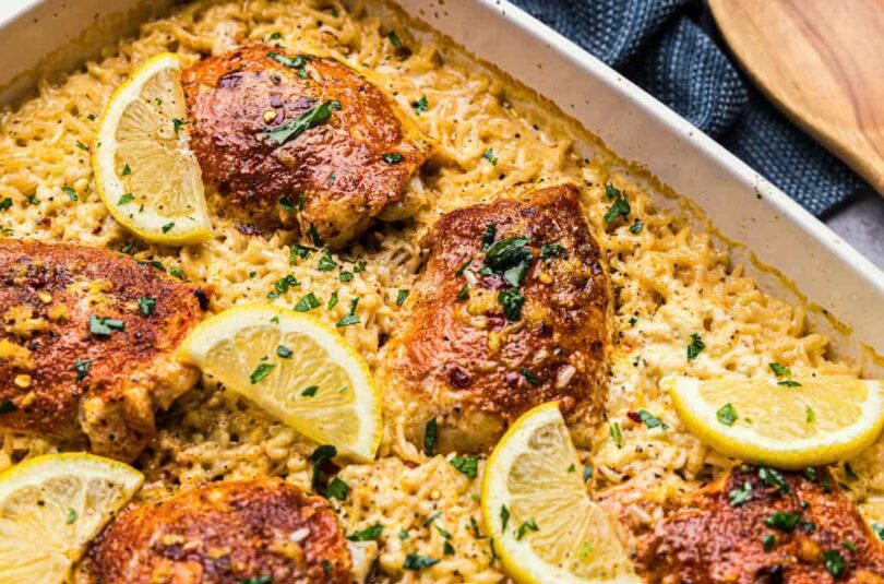 Lemon-Garlic-Butter-Baked-Chicken-and-Rice-Header-1.jpg Lemon Garlic Parmesan Baked Chicken and Rice
